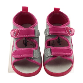 American Club Sandalen aus amerikanischem Leder mit Innensohle rosa grau 4