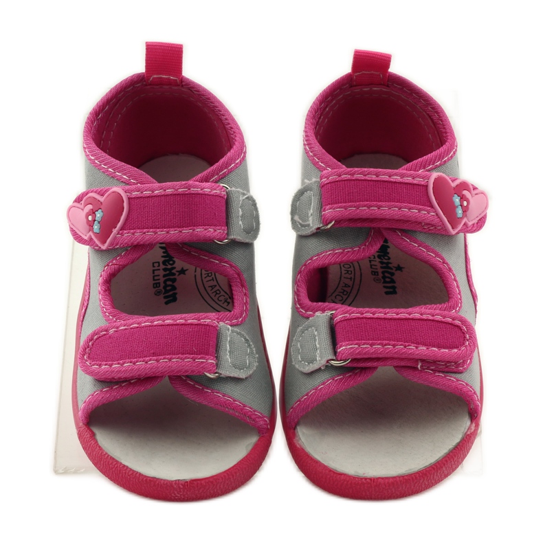 American Club Sandalen aus amerikanischem Leder mit Innensohle rosa grau 4