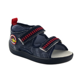 American Club Sandalen aus amerikanischem Leder mit Innensohle navy blau rot 1