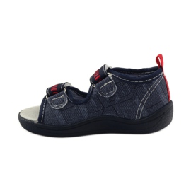 American Club Sandalen aus amerikanischem Leder mit Innensohle navy blau rot 2
