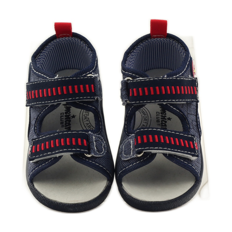 American Club Sandalen aus amerikanischem Leder mit Innensohle navy blau rot 4