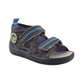 American Club Sandalen aus amerikanischem Leder mit Innensohle grau blau 1