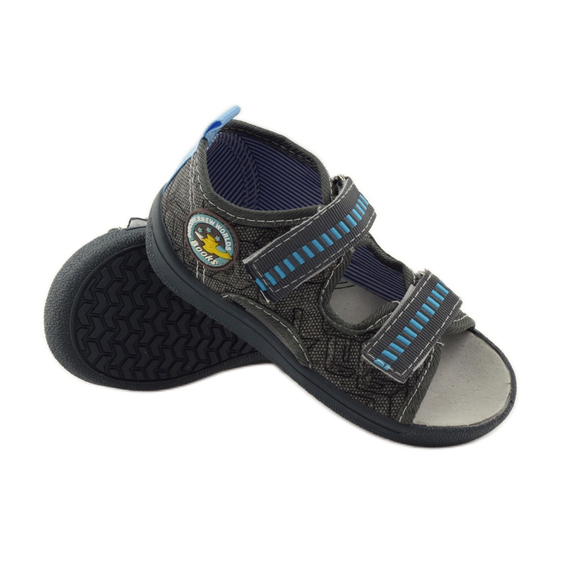 American Club Sandalen aus amerikanischem Leder mit Innensohle grau blau 3