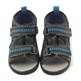American Club Sandalen aus amerikanischem Leder mit Innensohle grau blau 4