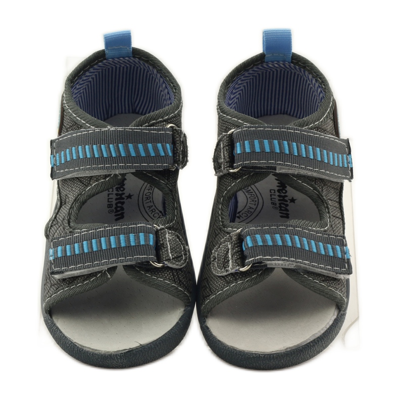 American Club Sandalen aus amerikanischem Leder mit Innensohle grau blau 4