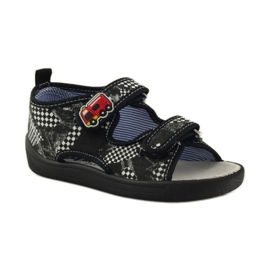 American Club Sandalen aus amerikanischem Leder mit Innensohle weiß schwarz 1