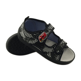 American Club Sandalen aus amerikanischem Leder mit Innensohle weiß schwarz 3