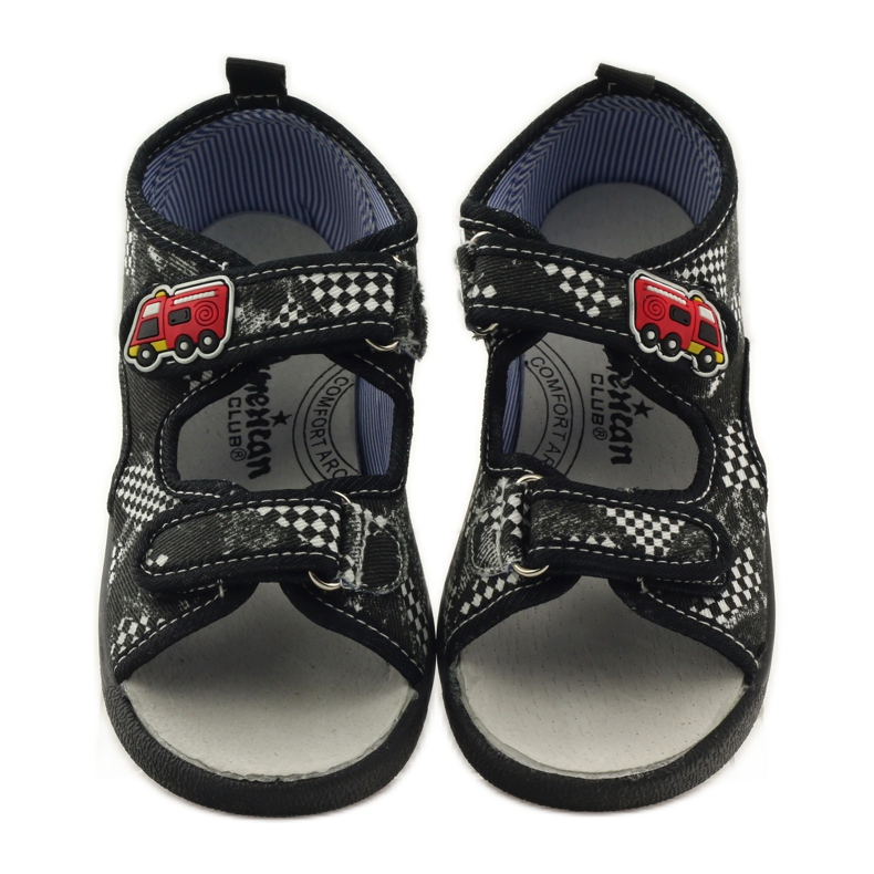American Club Sandalen aus amerikanischem Leder mit Innensohle weiß schwarz 4