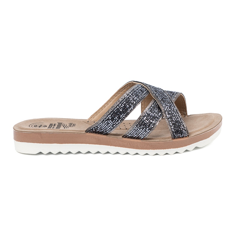Metallic Damen Flip Flops auf einer flachen Sohle silber- 2