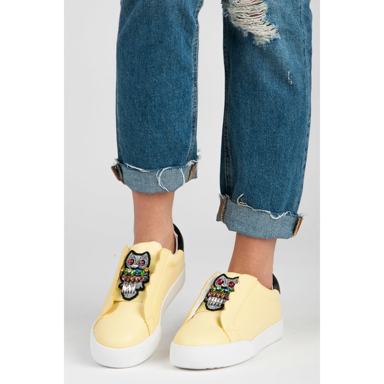 Vices Slip-On-Sneakers mit Eulen gelb 1