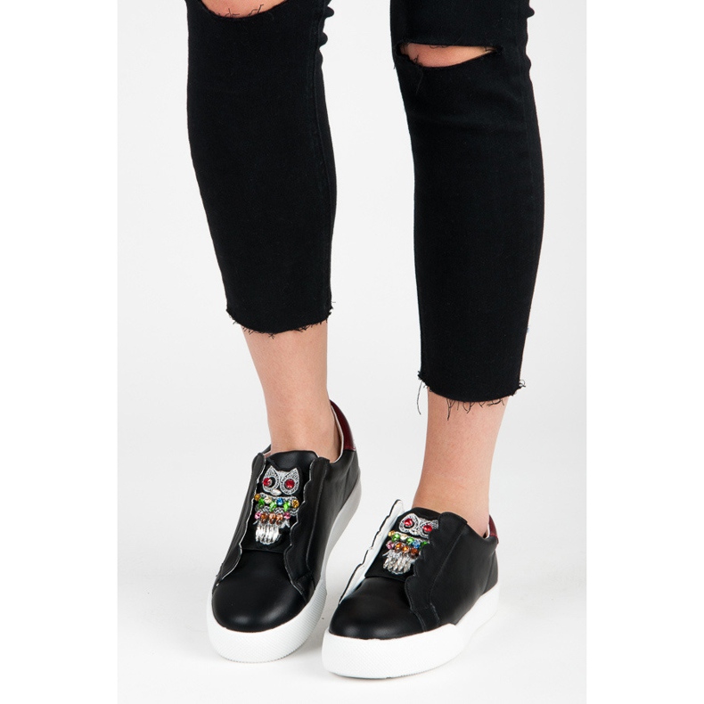 Vices Slip-on Sneakers mit Eulen schwarz 1