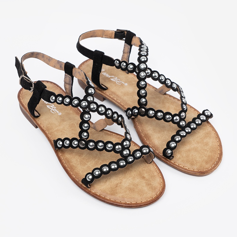 Schwarze Sandalen mit Stollen dekoriert 2