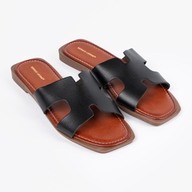 Sergio Leone Schwarze Flip Flops mit einem quadratischen Zeh 2