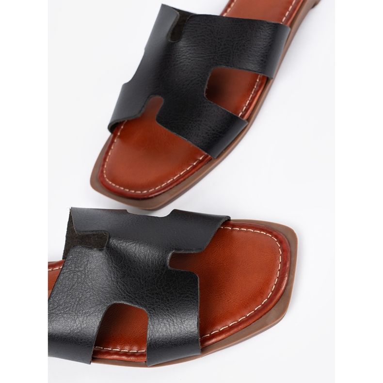 Sergio Leone Schwarze Flip Flops mit einem quadratischen Zeh 1