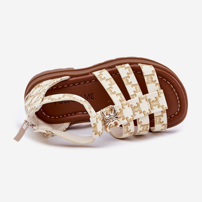 Mädchen Gladiator Sandalen mit goldenem Detail Beige 2