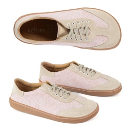 Barfuß Frauen Lederschuhe Olivier Eliza Pink Flowers rosa 1