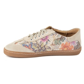 Barfuß Frauen Lederschuhe Olivier Eliza Beige Blumen 4