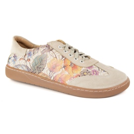 Barfuß Frauen Lederschuhe Olivier Eliza Beige Blumen 5