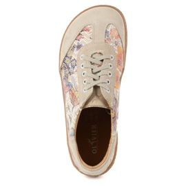 Barfuß Frauen Lederschuhe Olivier Eliza Beige Blumen 9