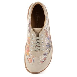 Barfuß Frauen Lederschuhe Olivier Eliza Beige Blumen 10