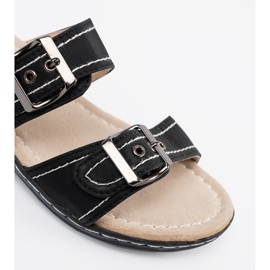 Shelvt Schwarze Frauenflip flops mit Schnallen 1