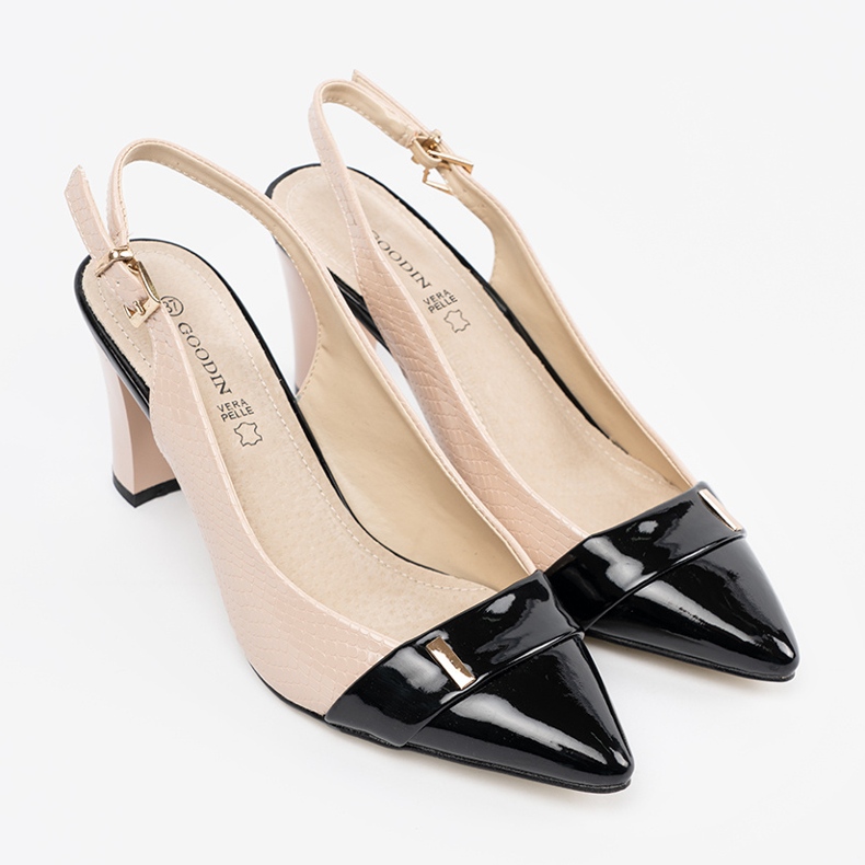 Goodin Beige Pumps mit offenem Absatz 1