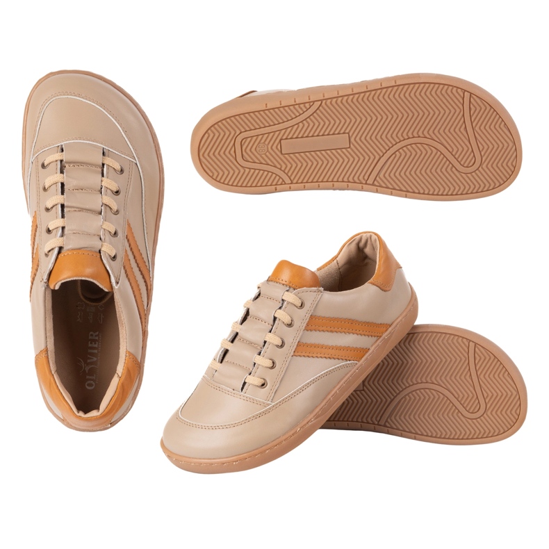 Turnschuhe barfuß Frauen Kaia Olivier - Anatomische Lederschuhe Cappuccino beige 1