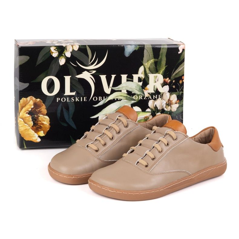 Barfuß -Sneaker für Frauen Maja Olivier - Cappuccino anatomische Lederschuhe beige 2