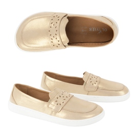 Olivier Barfuß -Inga -Slipper für Frauen mit einem breiten vorderen polnischen Gold golden 8
