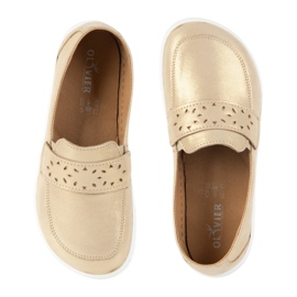 Olivier Barfuß -Inga -Slipper für Frauen mit einem breiten vorderen polnischen Gold golden 7