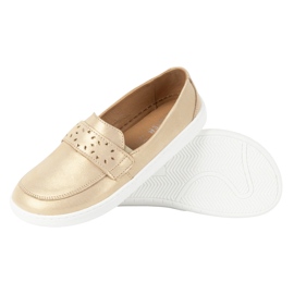 Olivier Barfuß -Inga -Slipper für Frauen mit einem breiten vorderen polnischen Gold golden 5