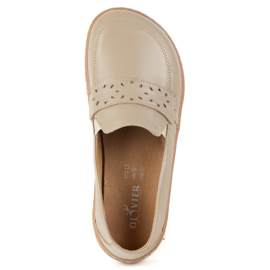 Olivier Barfuß -Inga -Slipper für Frauen mit einem breiten vorderen polnischen dunklen Beige 7