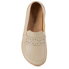Olivier Barfuß -Inga -Slipper für Frauen mit einem breiten vorderen polnischen dunklen Beige 8
