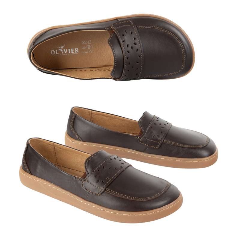 Olivier Barfuß -Inga -Slipper für Frauen mit einem breiten vorderen polnischen dunkelbraunen 2