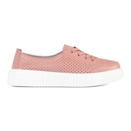 Pink Openwork -Turnschuhe Sergio Leone gebunden rosa 1