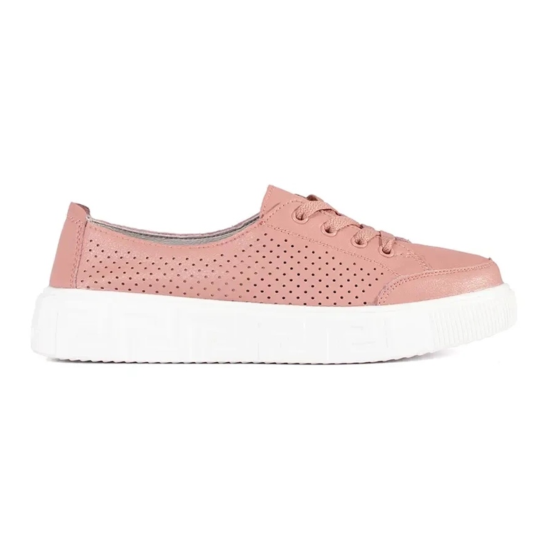 Pink Openwork -Turnschuhe Sergio Leone gebunden rosa 1