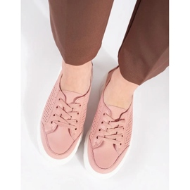Pink Openwork -Turnschuhe Sergio Leone gebunden rosa 4