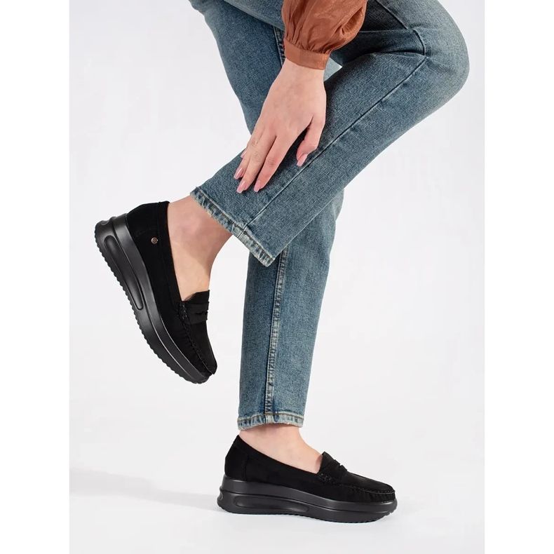 Goodin Wildleder -Slipper auf einer dicken schwarzen Sohle 2