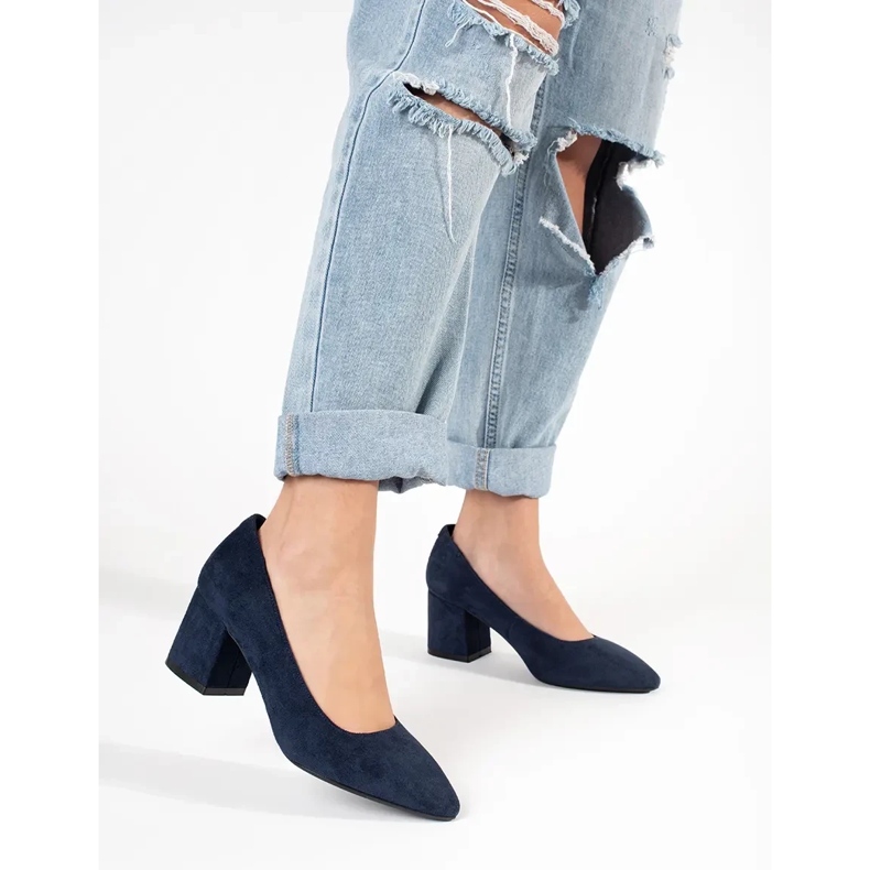 Marine Wildlederpumpen Sergio Leone blau 2