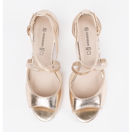 Goodin Goldsandalen auf einem niedrigen Pfosten golden 2