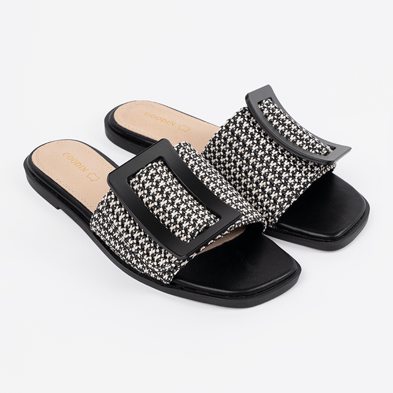 Goodin TEDEED klatschen auf einer flachen Schwarz -Weiß -Sohle 2