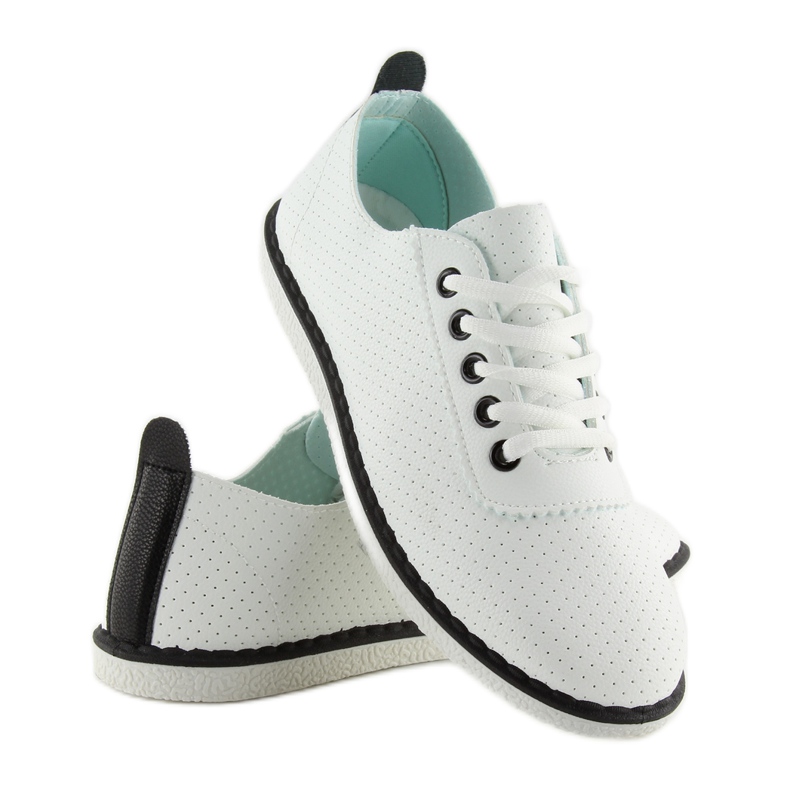 Weiße Damenturnschuhe L-6 Schwarz 1