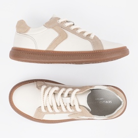 Weiß und beige Frauen -Leder -Sneaker Sergio Leone 4