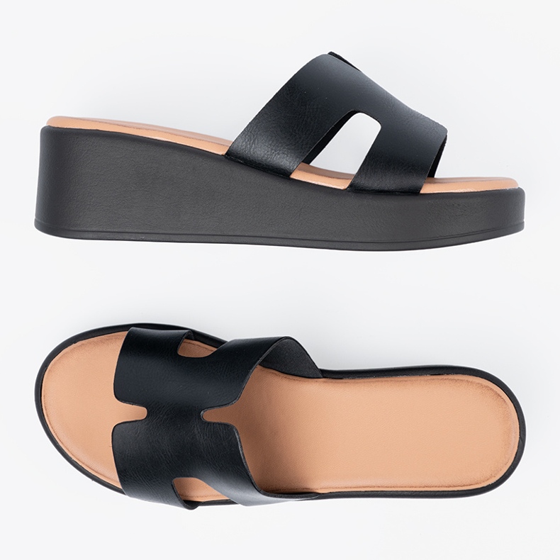 Seastar Schwarze Plattformpantoffeln für Frauen 1