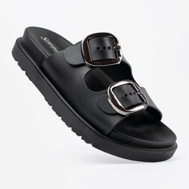 Seastar Schwarze Flip Flops mit silbernen Schnallen 1