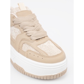 Frauen -Turnschuhe mit Spitze Beige 1