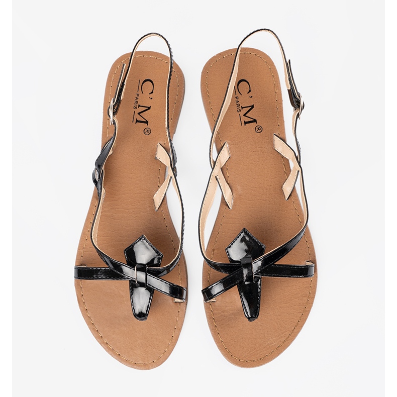 Schwarze flache Sandalen 1