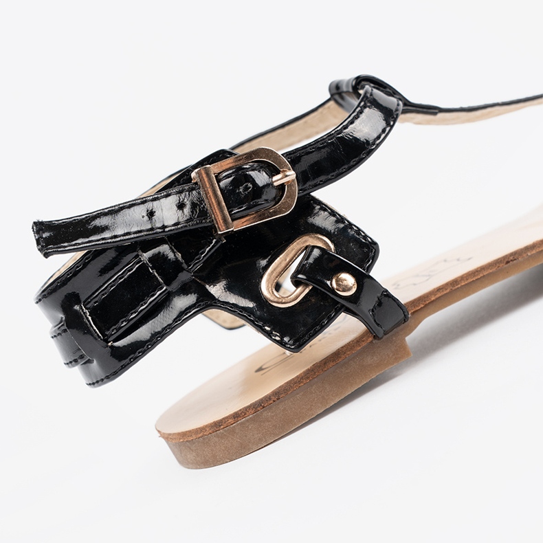 Schwarze flache Sandalen im Stil der Japanisch 2