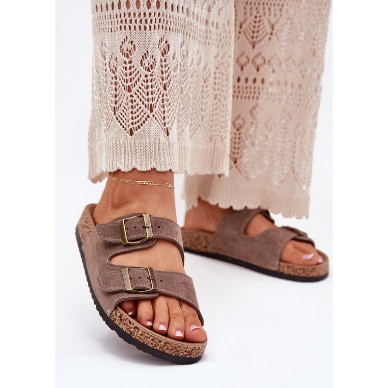 Inna Korksohle mit dunkelbauchenden Klemmen beige 2