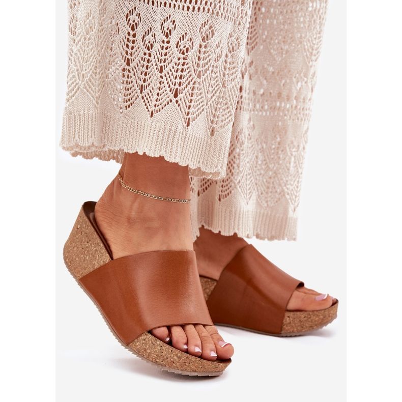 Zazoo 40291 Leder -Frauen -Hausschuhe auf den korkbraunen Keilen 1